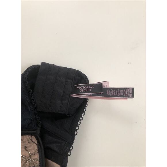 Victoria's Secret high-neck XS BLACK gold embroidered - Picture 4 of 6